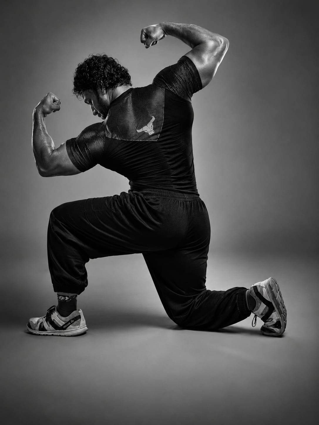 Athlete flexing